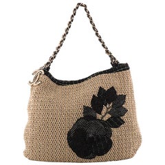 Chanel Coco Country Camellia Tote Woven Straw Large
