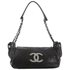 Chanel Diamond Stitch Accordion Flap Bag Quilted Calfskin Small