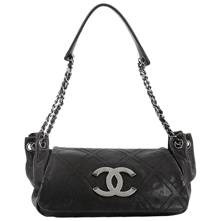 Chanel Diamond Stitch Accordion Flap Bag Quilted Calfskin Small at 1stDibs