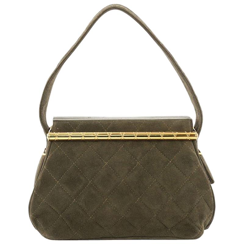 Chanel Vintage Frame Bag Quilted Suede Mini 