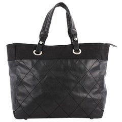 Chanel Biarritz Tote Quilted Coated Canvas Large