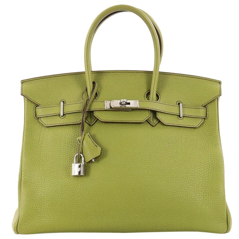 Hermes Birkin Handbag Vert Anis Togo with Palladium Hardware 35