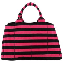 Prada Canapa Tote Printed Canvas Large