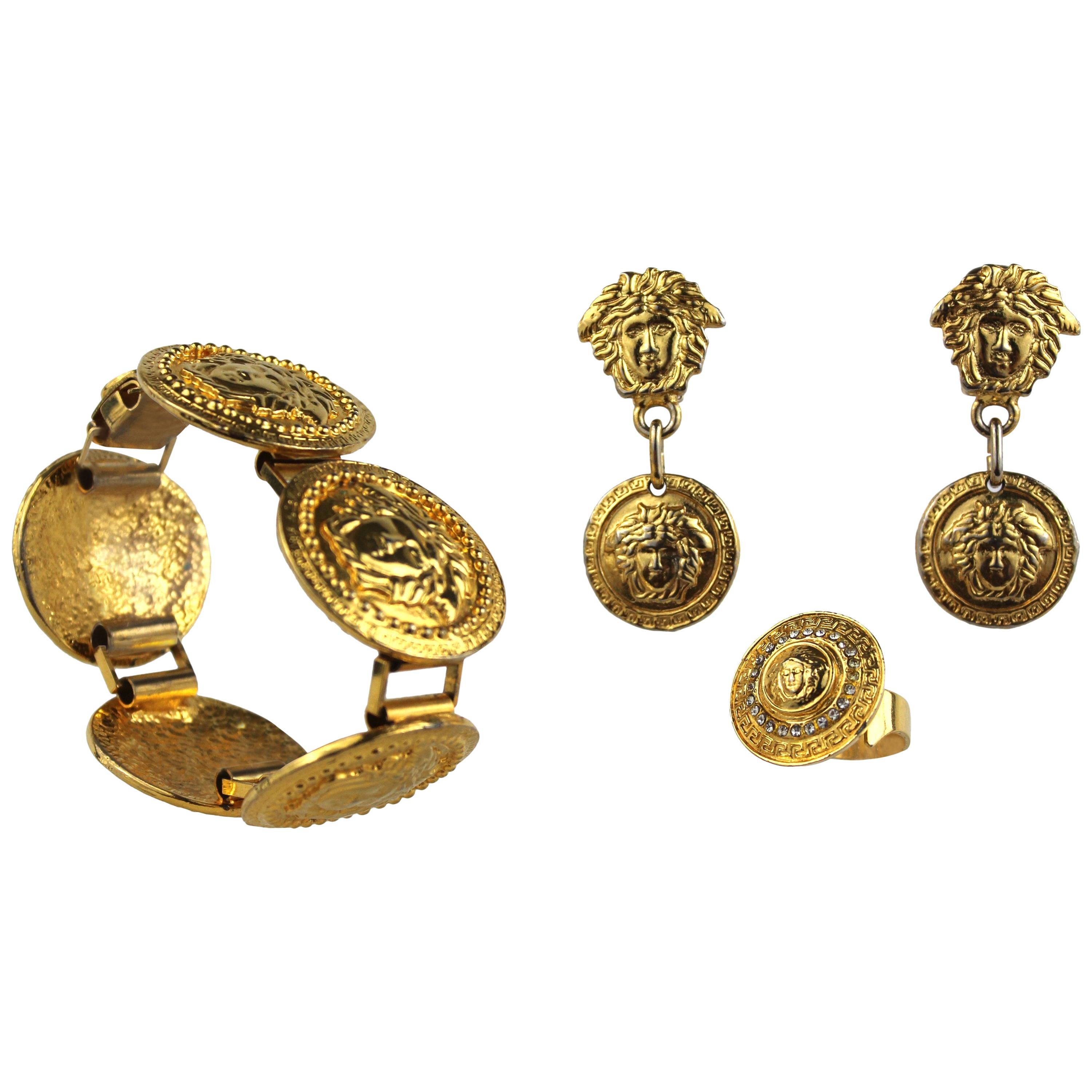 Gianni Versace Gold Medusa Jewelry Handmade Set, 1998