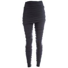 Dolce & Gabbana grey cotton elastane ruched leggings and mini skirt S/S 1991