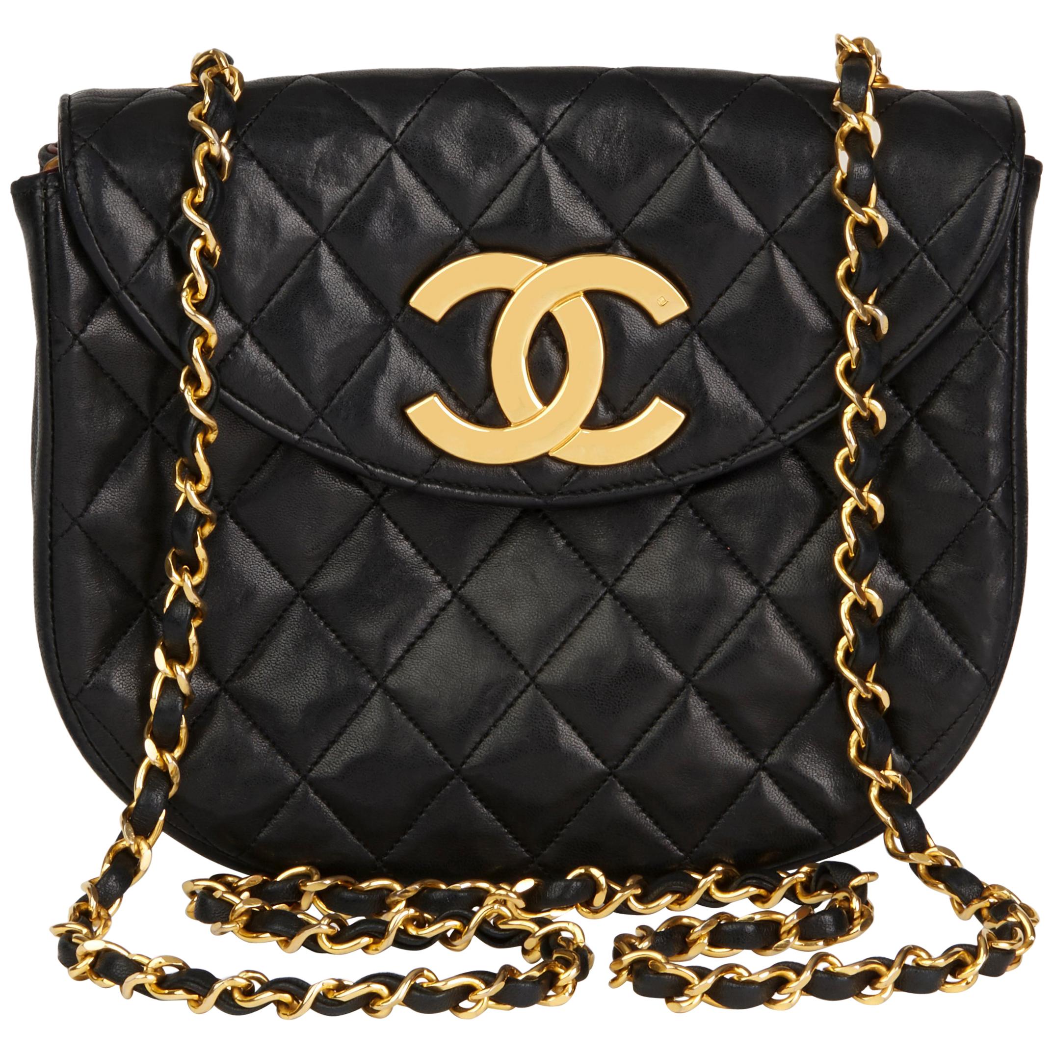 1990s Chanel Black Quilted Lambskin Vintage XL Classic Single Flap Bag