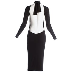 Dolce & Gabbana black rayon spandex backless turtle neck dress, S/S 2001