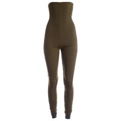 Dolce & Gabbana olive cotton spandex high waisted layered fitted pants, A/W 1990