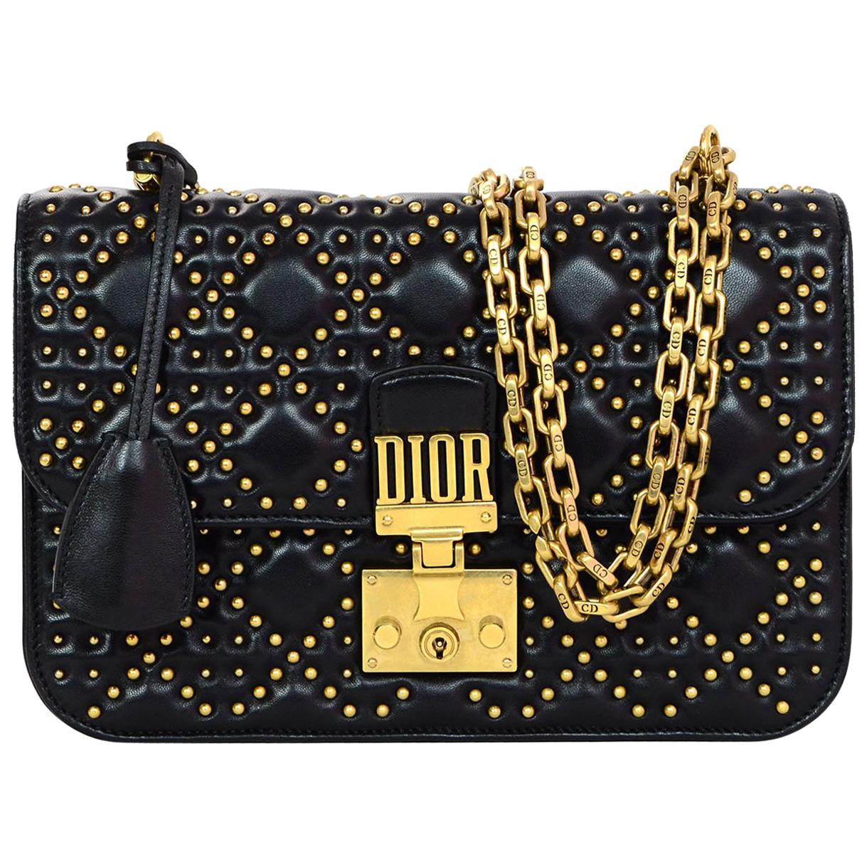 Dior Black / Gold Studded Dioraddict Flap Bag, 2017 