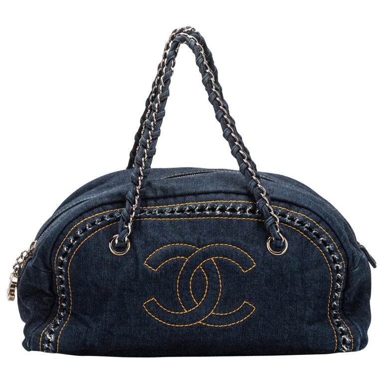 Chanel Denim Shoulder Bag With Chain