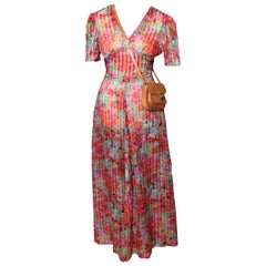 1970er Boho-Maxikleid mit Blumenmuster