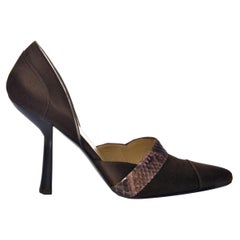 New Vintage Gucci Python Satin Pumps Heels Sz 7
