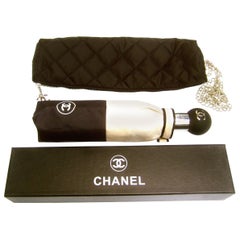 Chanel Tan & Black Umbrella in Quilted Bag with Chanel Box circa 21st C