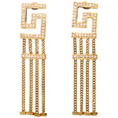 Gianni Versace Gold Toned Earrings, 1980s 