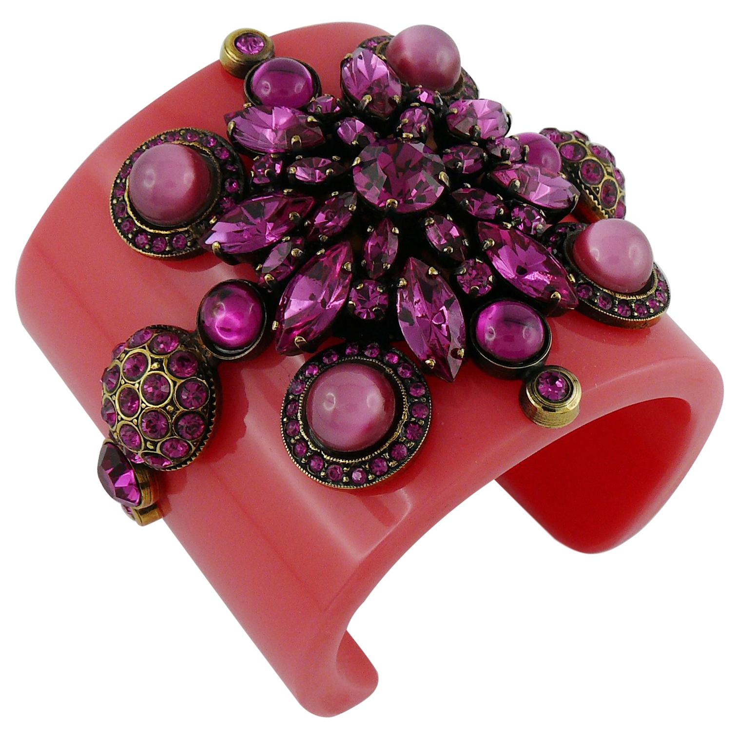 Emilion Pucci Spring Summer 2012 Jewelled Pink Resin Cuff Bracelet