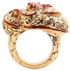Versace Vintage Cocktail Ring With Crystals