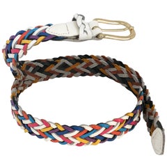 Vintage 1980s Multicolored Leather Braided Belt
