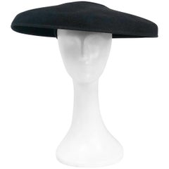 1940s Black Felt Cartwheel Hat