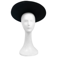 Vintage 1940s Black Wool Pancake Hat