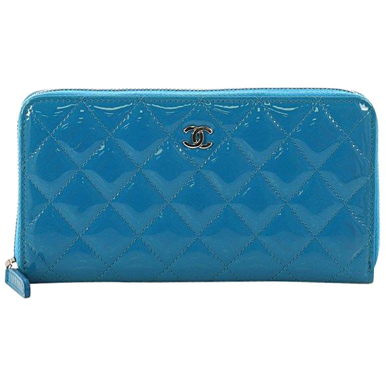 Chanel Zip Around Wallet Quilted Patent Long at 1stDibs