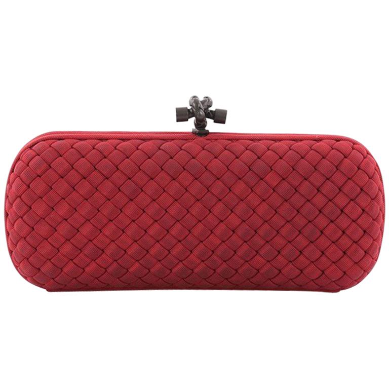  Bottega Veneta Box Knot Clutch Intrecciato Silk Faille Long