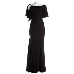 John Galliano black bias cut evening dress with and leg slit, fw 1999