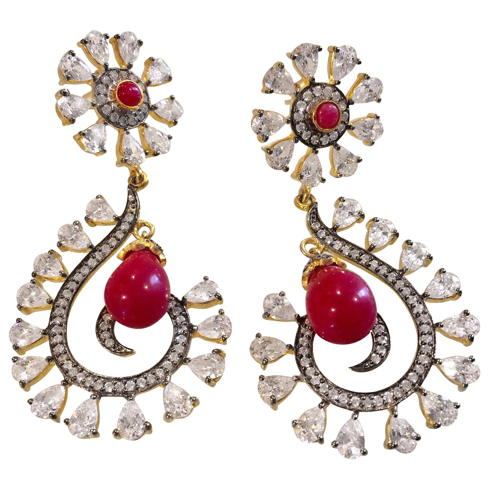 MEGHNA JEWELS Rani Earrings Cubic Zircon For Sale