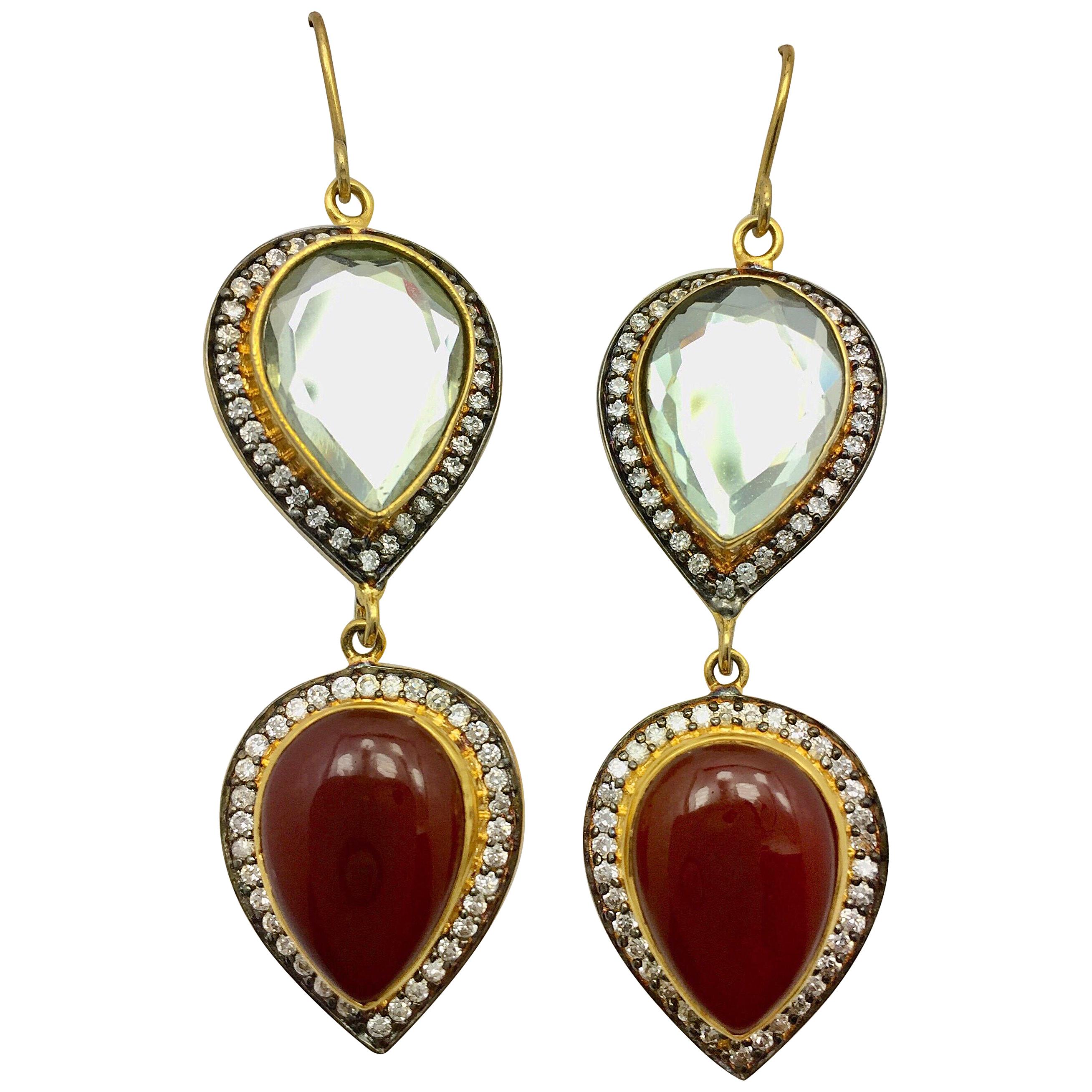 Polki Mirror Burgundy Resin Earrings 