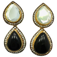 Polki Mirror Black Resin Earrings