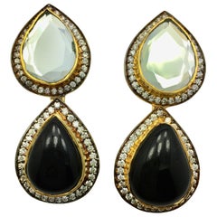 Polki Mirror Black Resin Earrings 