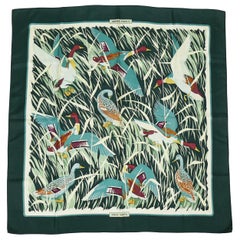 Hermès Vintage Silk Carre Scarf Cols Verts by Christiane Vauzelles