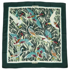 Hermes Vintage Silk Carre Scarf Cols Verts by Christiane Vauzelles