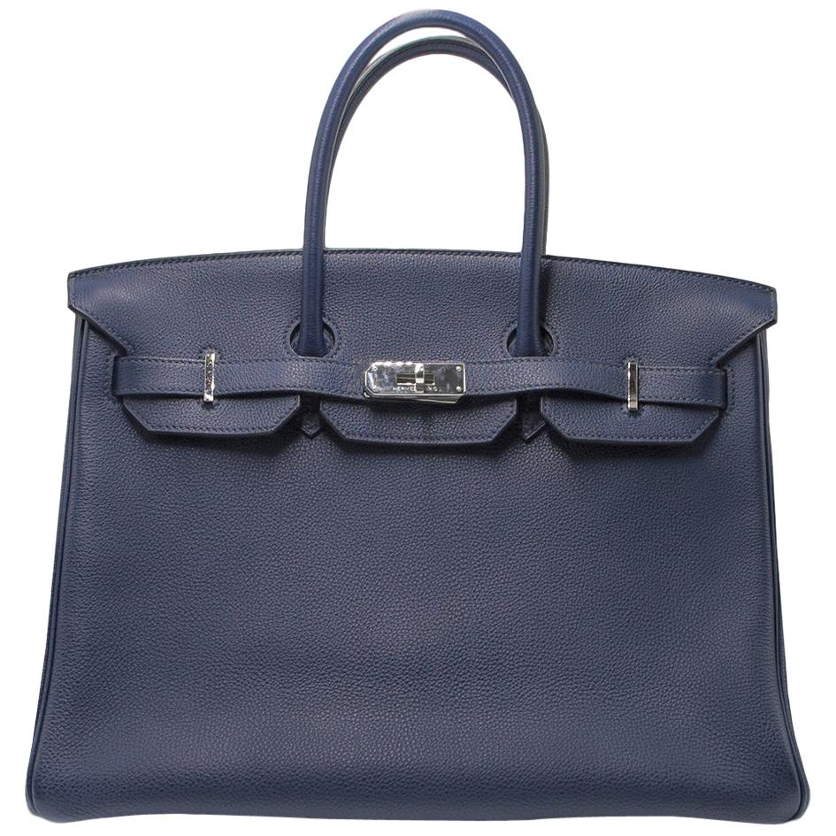 Hermes Blue Nuit 35cm Birkin Bag