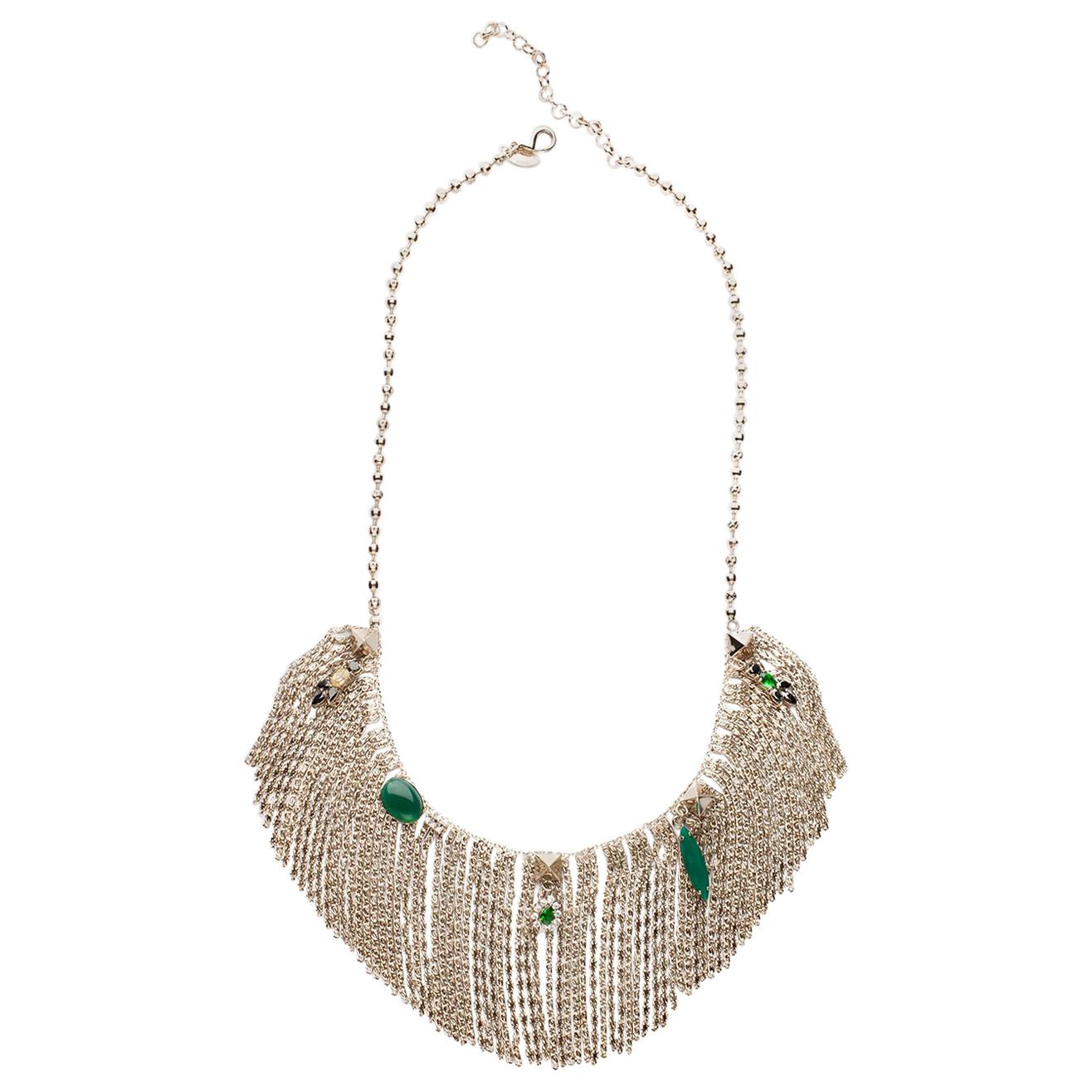 Iosselliani Green Agate Fringed Necklace For Sale