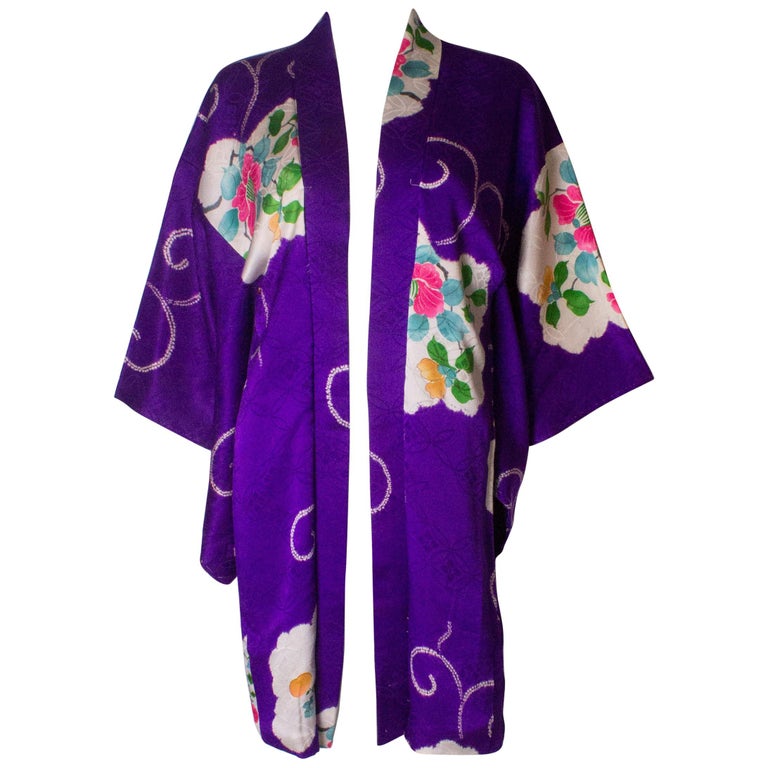 Purple Silk Kimono Jacket with Wonderful Lining at 1stDibs silk kimono jackets