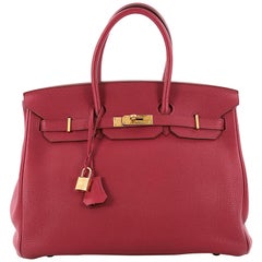 Hermes Birkin Handbag Rubis Red Togo with Gold Hardware 35