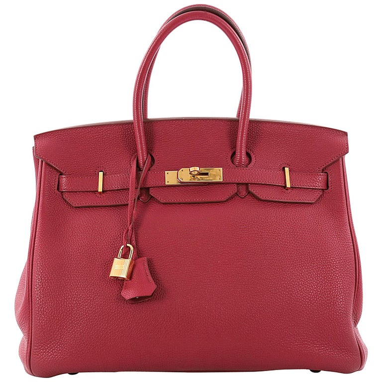 Hermes Birkin Handbag Rubis Red Togo with Gold Hardware 35 For Sale at ...