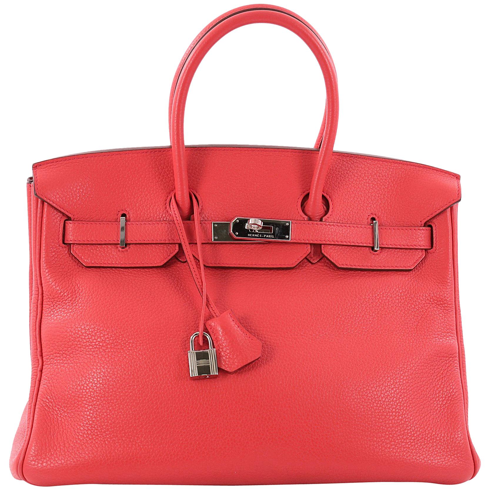 Hermes Birkin Handbag Rose Jaipur Clemence with Palladium Hardware 35