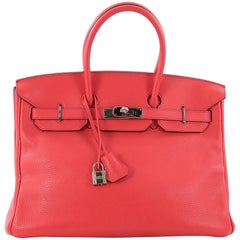 Hermes Birkin Handbag Rose Jaipur Clemence with Palladium Hardware 35