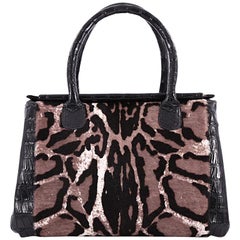  Nancy Gonzalez Top Handle Satchel Pony Hair with Crocodile Medium