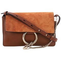 Chloe Faye Shoulder Bag Leather and Suede Small Chloe Faye Shoulder Bag Leather and Suede Small