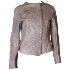 Vintage Grey Leather Jacket