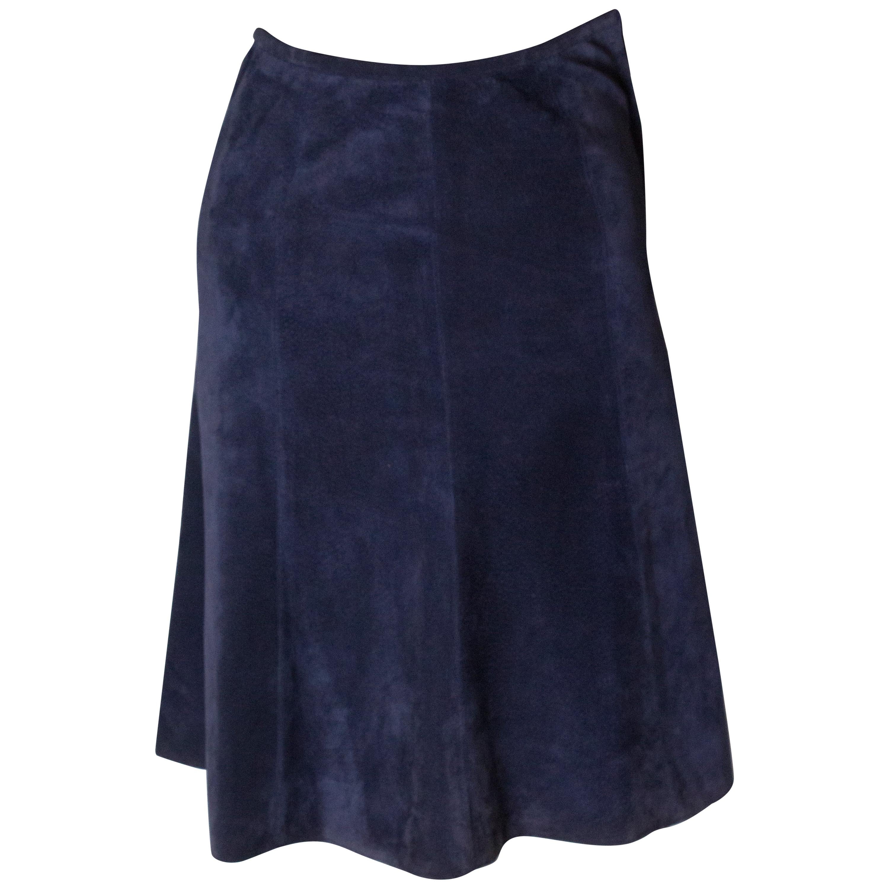Vintage Blue Suede Skirt from Fortnum and Mason For Sale