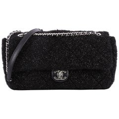  Chanel CC Chain Flap Bag Quilted Knit Pluto Glitter Medium 