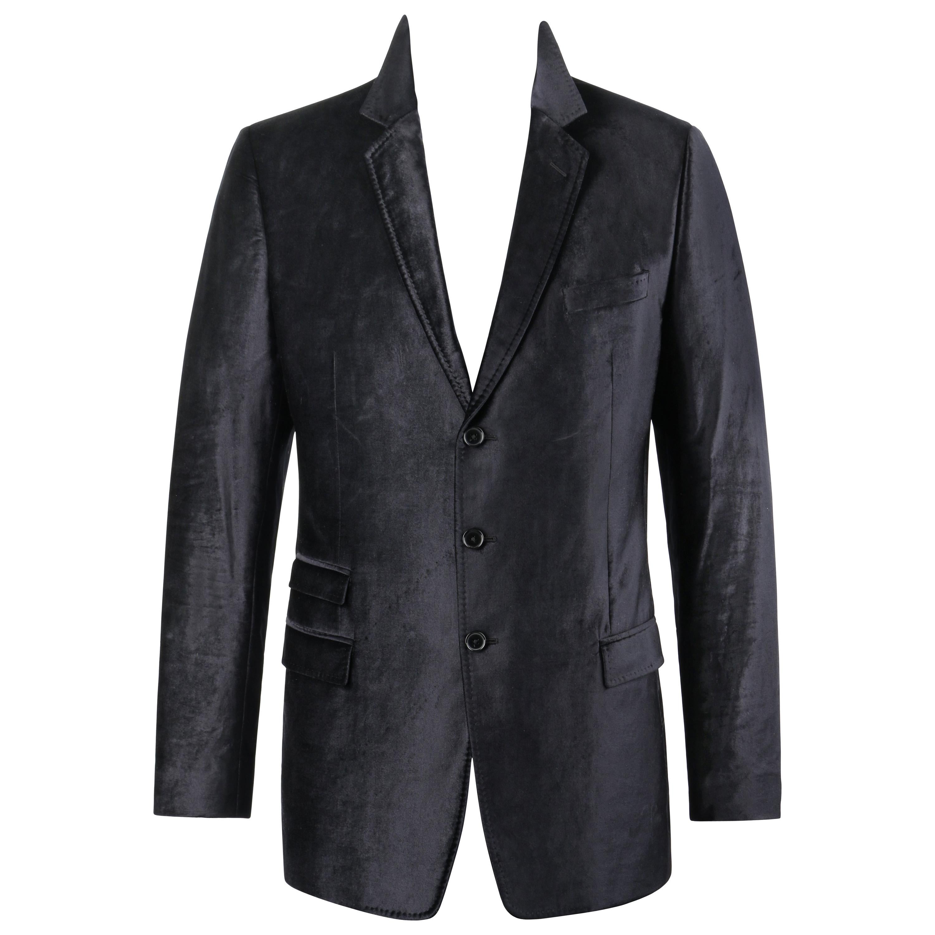 DOLCE & GABBANA c.2007 MARTINI Black Velvet Three Button Blazer Evening Jacket For Sale