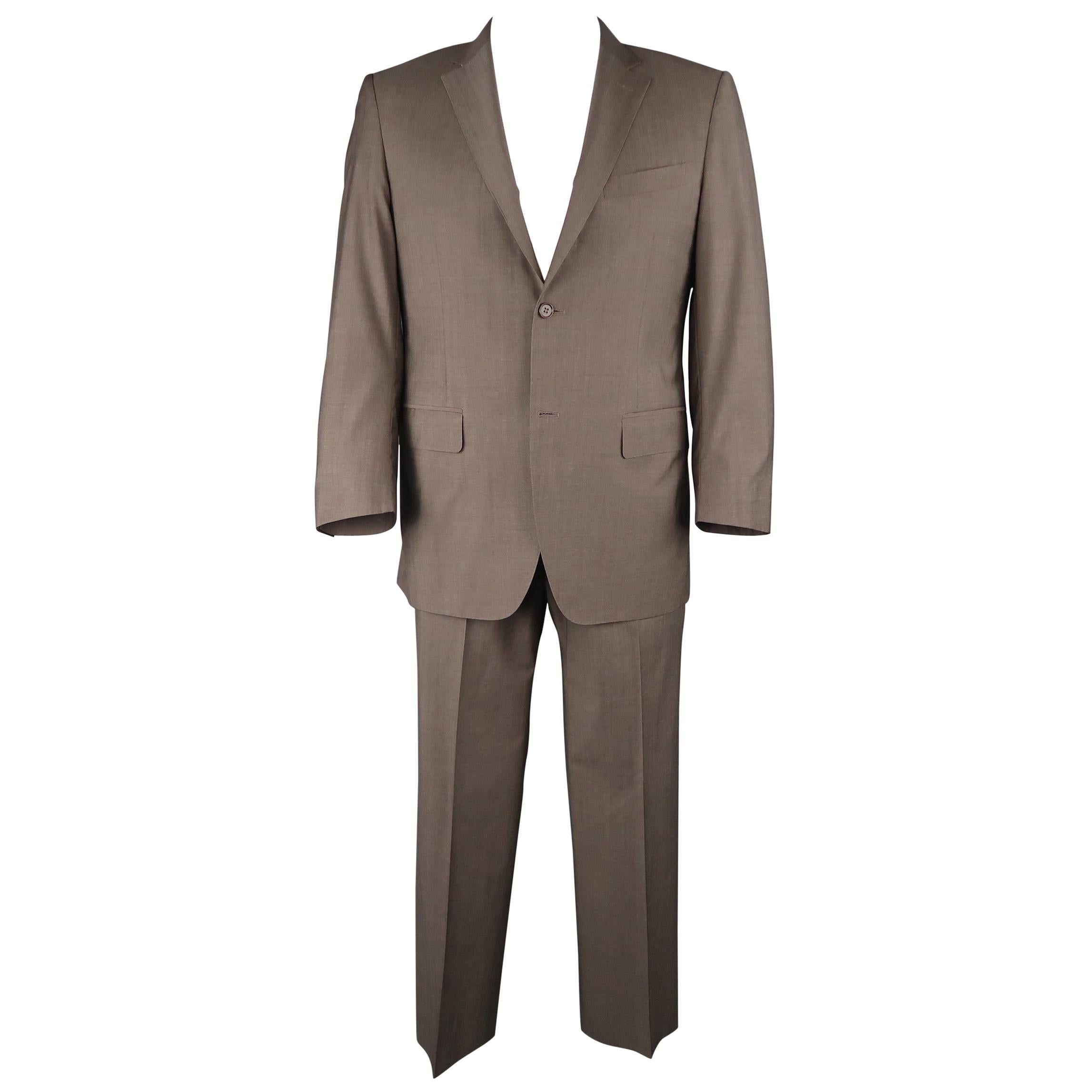 CANALI 42 Regular Taupe Wool Notch Lapel 2 Button Single Breasted Suit