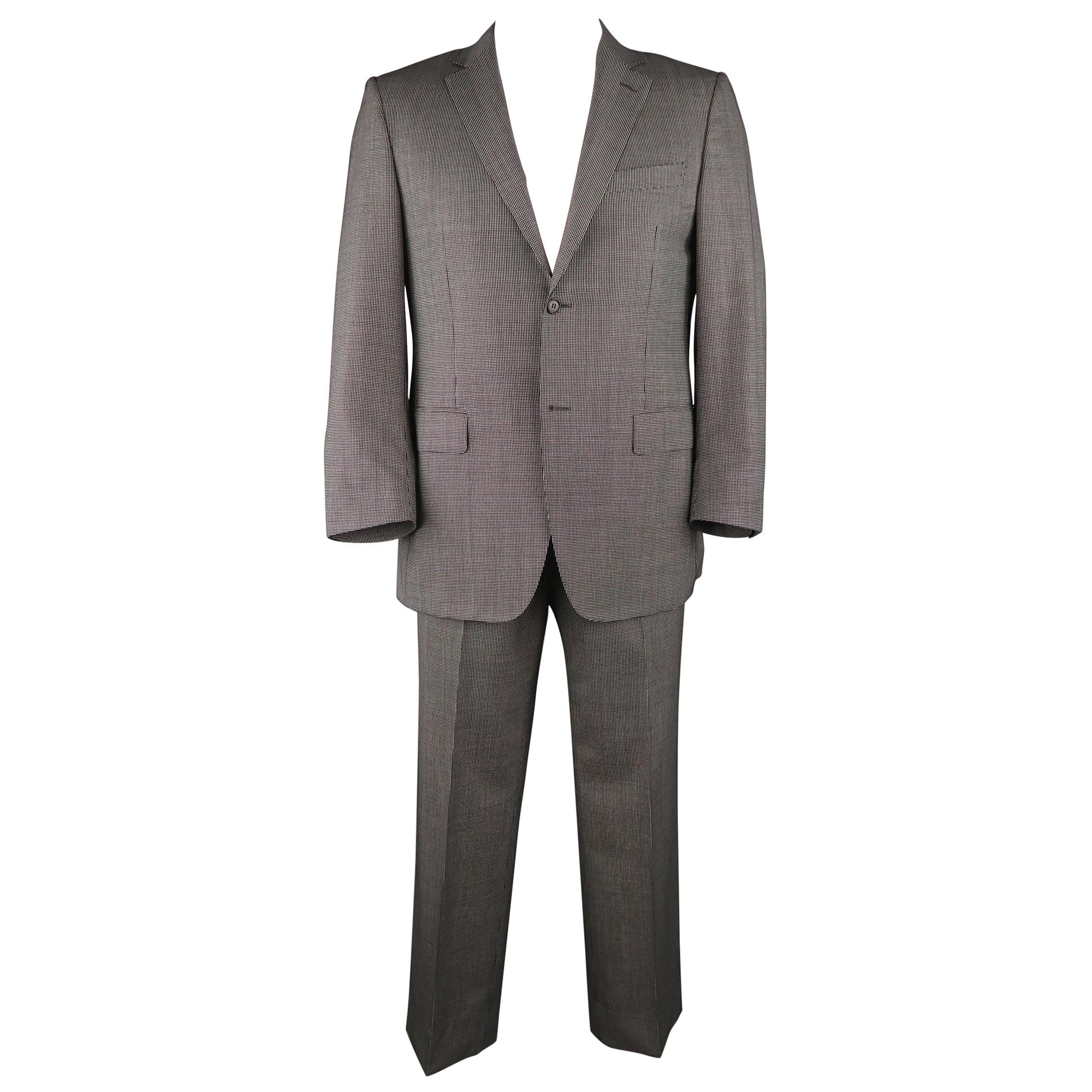 CANALI 42 Regular Black & White Nailhead Wool Single Breasted Suit