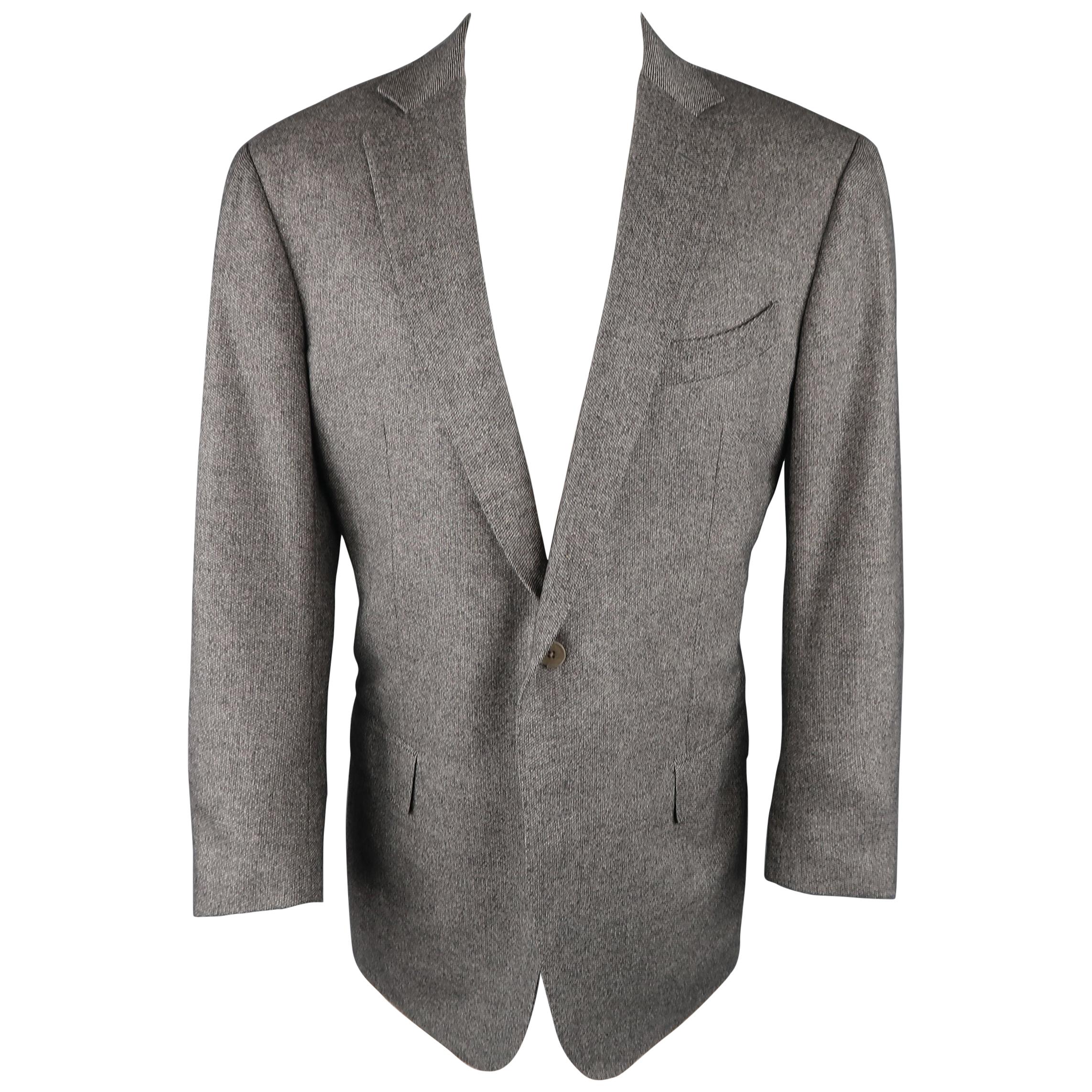 Men's ERMENEGILDO ZEGNA 44 Grey Heather Wool / Cashmere Notch Lapel Sport Coat For Sale at 1stDibs