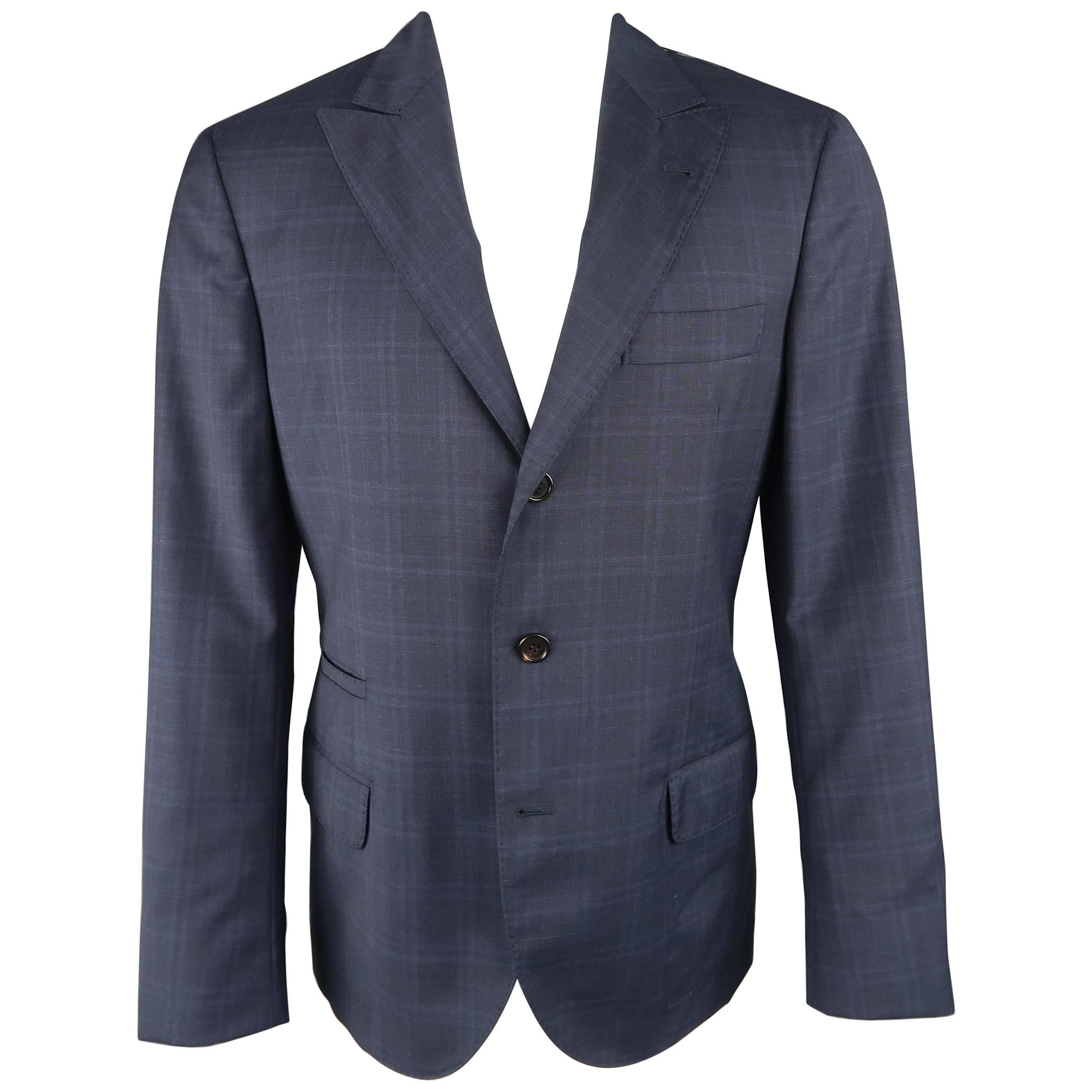 BRUNELLO CUCINELLI Size 38 Light Grey Wool Cashmere Silk Peak Lapel Sport Coat