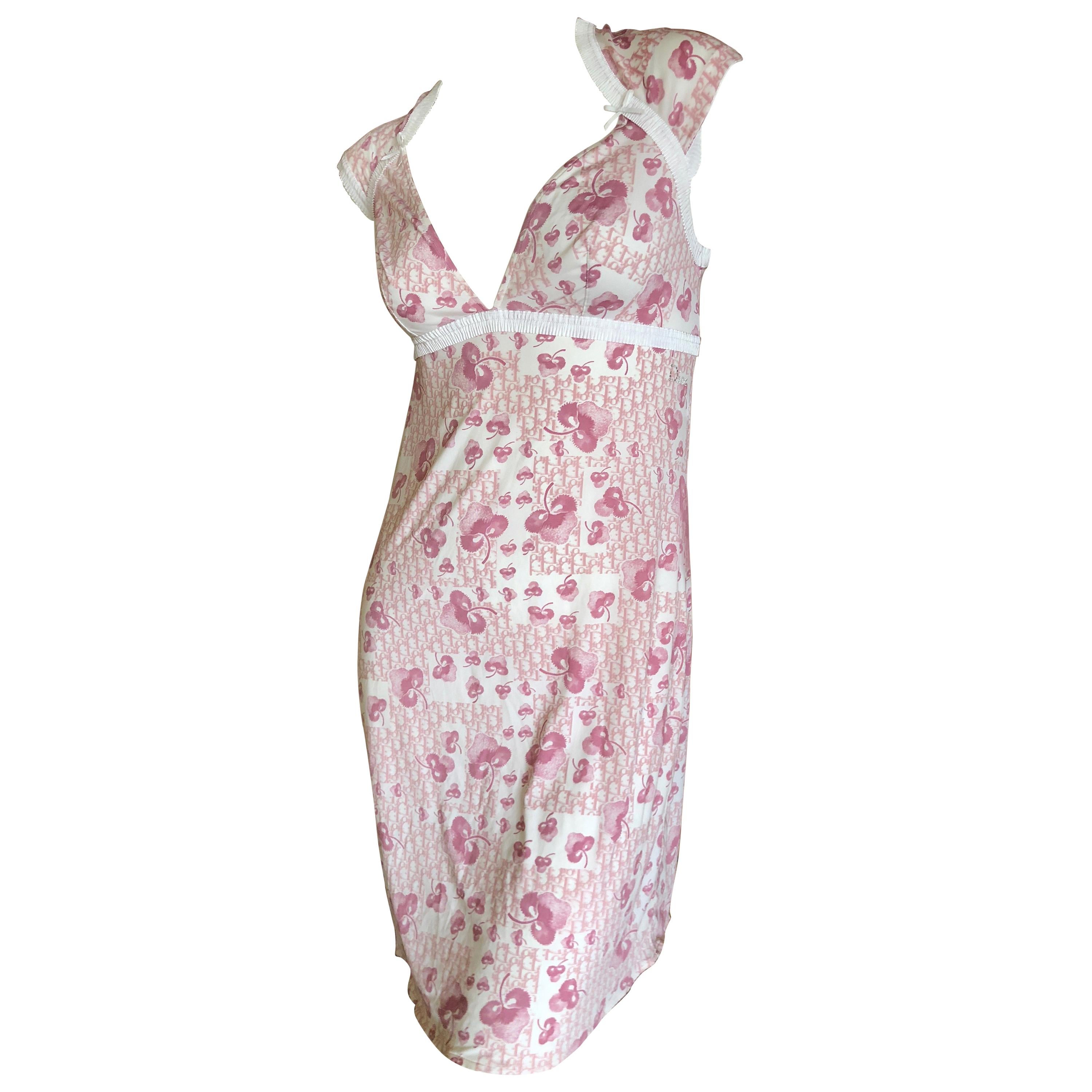 Christian Dior Lingerie by John Galliano Cherry Blossom Pattern Logo Dress For Sale